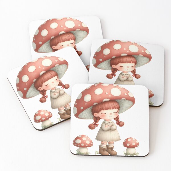 Item preview, A0582 Mushroom Girl Delight – Whimsical Figurine, Perfect Gift for Nature Lovers, Enchanting Collectible with Mushroom-Themed Design designed and sold by angieart68.