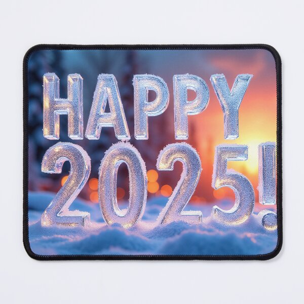 Item preview, 3D icy text 'HAPPY 2025' in a cold, beautiful winter landscape designed and sold by 4Seasons.