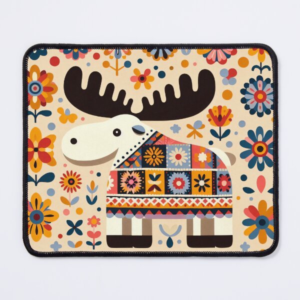 Item preview, Scandinavian Folk Art cute tiny Moose by heidiannemorris designed and sold by FOLK ART FUSION by heidiannemorris.
