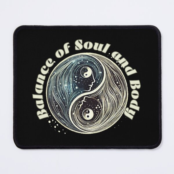 Item preview, Yin Yang Balance of Soul and Body on Black Background designed and sold by IceBathDESIGNS.