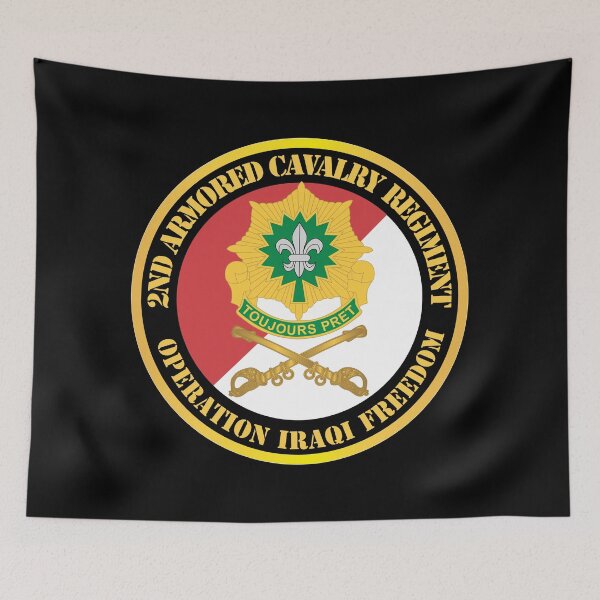 Item preview, 2nd Armored Cavalry Regiment DUI - Red White - Operation Iraqi Freedom X 300 designed and sold by Military Insignia Products.