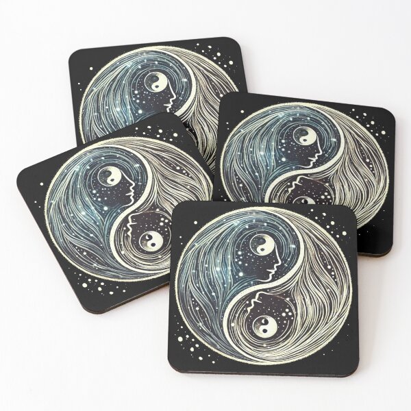 Item preview, Yin Yang Balance of Soul and Body on Black Background designed and sold by IceBathDESIGNS.