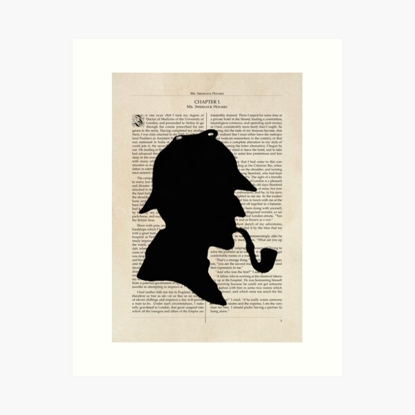 Item preview, Sherlock Holmes Silhouette Book Page Art Print - Literary Wall Art designed and sold by Very Peculiar.