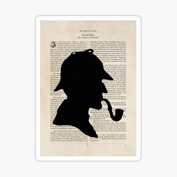 Item preview, Sherlock Holmes Silhouette Book Page Art Print - Literary Wall Art designed and sold by Very Peculiar.