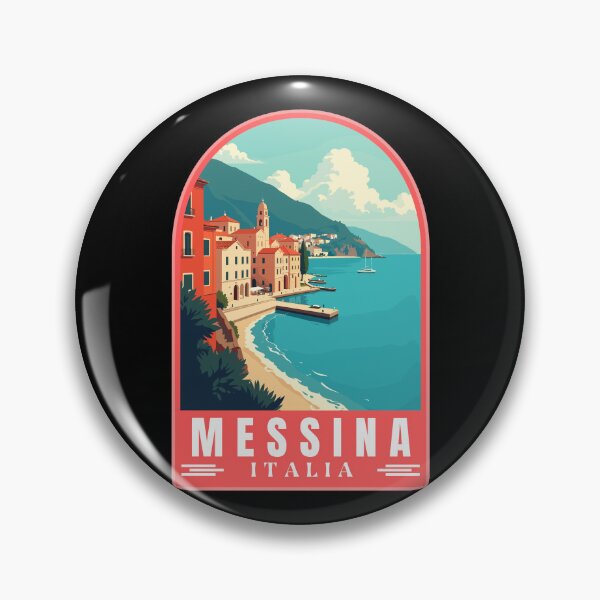 Item preview, Messina in Sicily Italy Retro Art Travel Landscape Emblem designed and sold by MaateoDesign.