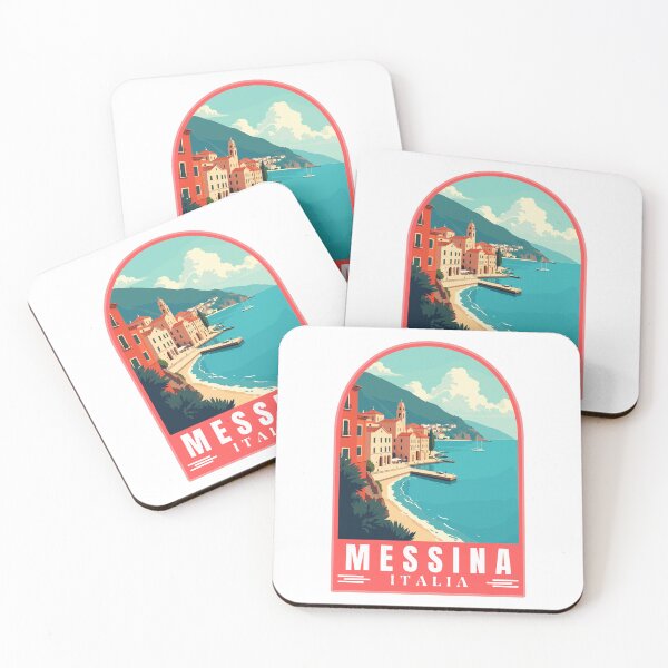 Item preview, Messina in Sicily Italy Retro Art Travel Landscape Emblem designed and sold by MaateoDesign.