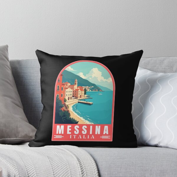 Item preview, Messina in Sicily Italy Retro Art Travel Landscape Emblem designed and sold by MaateoDesign.