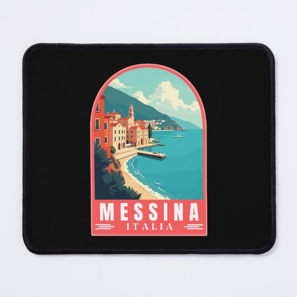Item preview, Messina in Sicily Italy Retro Art Travel Landscape Emblem designed and sold by MaateoDesign.