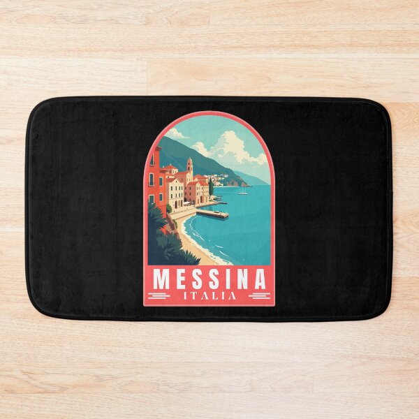 Item preview, Messina in Sicily Italy Retro Art Travel Landscape Emblem designed and sold by MaateoDesign.