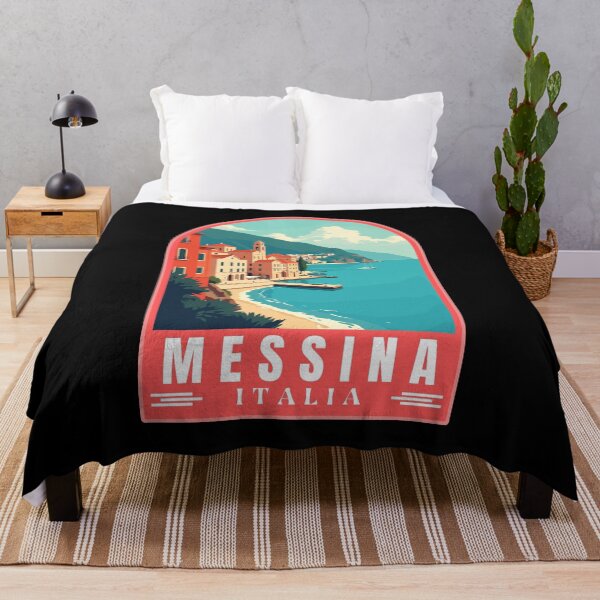 Item preview, Messina in Sicily Italy Retro Art Travel Landscape Emblem designed and sold by MaateoDesign.