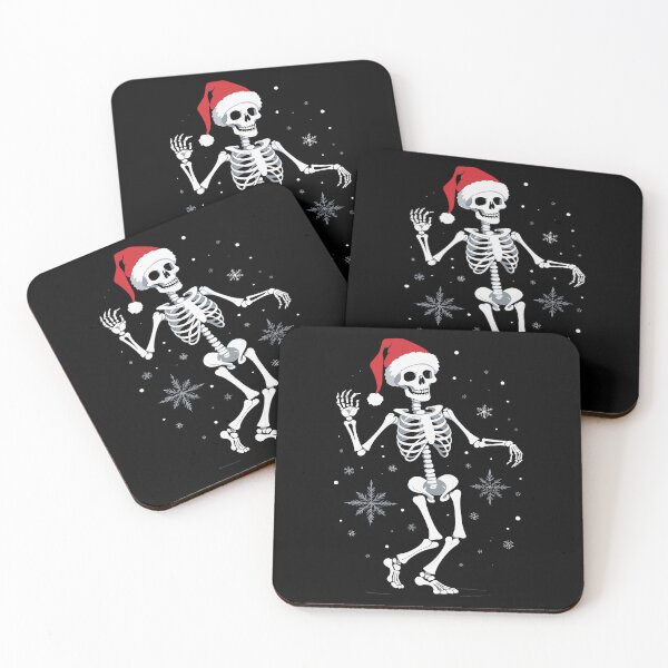 Item preview, Skeleton Santa Design – Spooky Christmas Art with Dancing Skeleton and Snowflakes designed and sold by DrawHandArt.