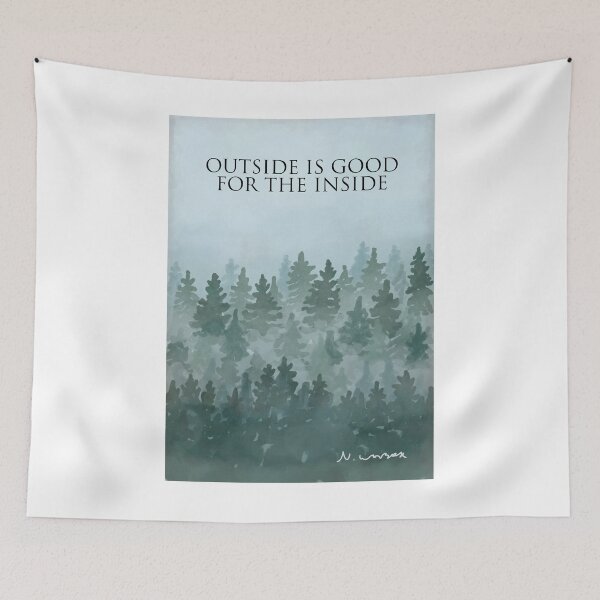 Item preview, Outside is good for the inside. misty forest painting designed and sold by Scat the cat.