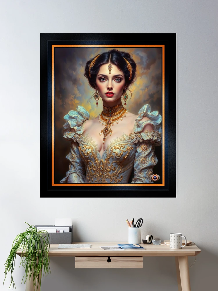 Exquisite Classical Elegance Of A Woman In Golden Attire AI Concept Art by Xzendor7 2 Exquisite Classical Elegance Of A Woman In Golden Attire Stunning AI Concept Art by Xzendor7 Room Decor Poster Art Print