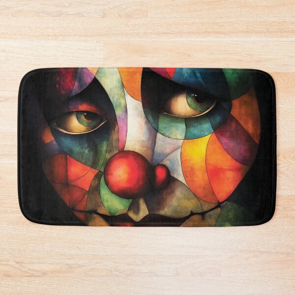 Item preview, An abstract and fragmented clown face, combining vivid colors and intricate geometric shapes to convey deep emotional symbolism.  designed and sold by HEMRO.