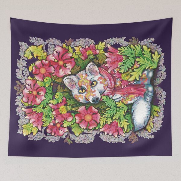 Item preview, Winter Floral Arctic Fox by hyasynth 2024 Holiday Card  designed and sold by silveryweb.