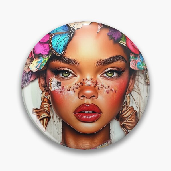 Item preview, Portrait of a woman with flowers and butterflies in vibrant colors. designed and sold by MirraStore.