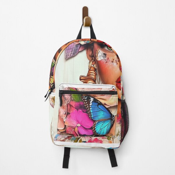 Item preview, Portrait of a woman with flowers and butterflies in vibrant colors. designed and sold by MirraStore.