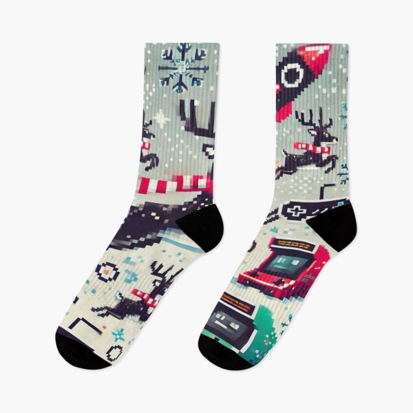 Item preview, Gaming Reindeer in Pixel Snowstorms – Perfect Gift for Holidays designed and sold by Imaginarium of Chaos falcon88 .