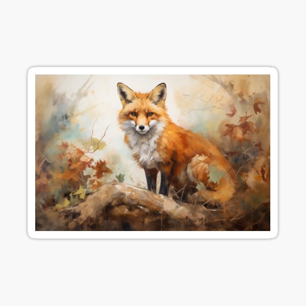 Item preview, Fox Art Print in Rich Orange and Russet with Cream Accents and Earthy Green Background Nature Wall Decor designed and sold by QutyArt.