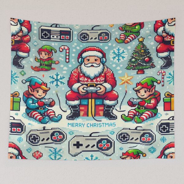 Item preview, Santa’s Pixelated Gaming Hideout – Perfect Gift for Holidays designed and sold by Imaginarium of Chaos falcon88 .