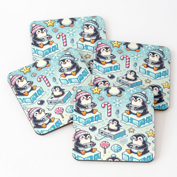 Item preview, Pixel Penguins in a Winter Gaming World – Perfect Gift for Holidays designed and sold by Imaginarium of Chaos falcon88 .