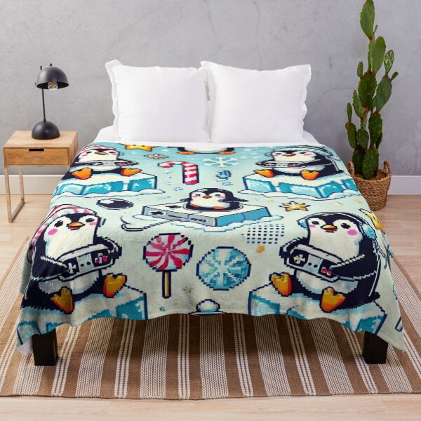 Item preview, Pixel Penguins in a Winter Gaming World – Perfect Gift for Holidays designed and sold by Imaginarium of Chaos falcon88 .
