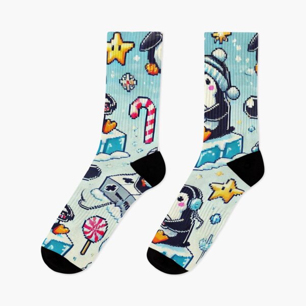 Item preview, Pixel Penguins in a Winter Gaming World – Perfect Gift for Holidays designed and sold by Imaginarium of Chaos falcon88 .