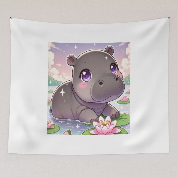 Item preview, Adorable Kawaii Baby Pygmy Hippo designed and sold by VultureXP.
