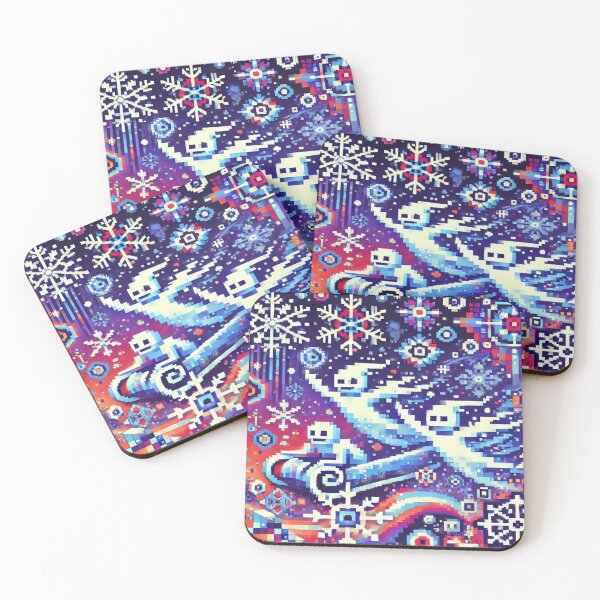 Item preview, Miró’s Pixelated Snow Spirits – Perfect Gift for Holidays designed and sold by Imaginarium of Chaos falcon88 .