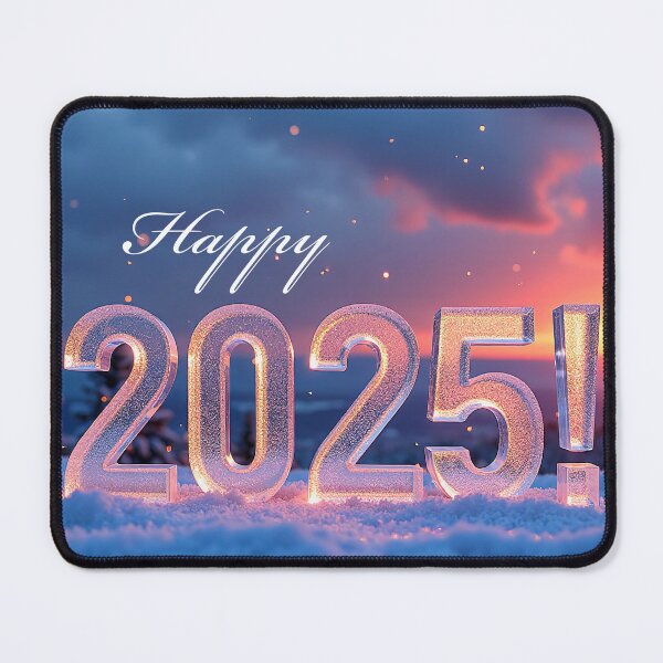Item preview, 3D icy text 'HAPPY 2025' in a cold, beautiful winter landscape designed and sold by 4Seasons.