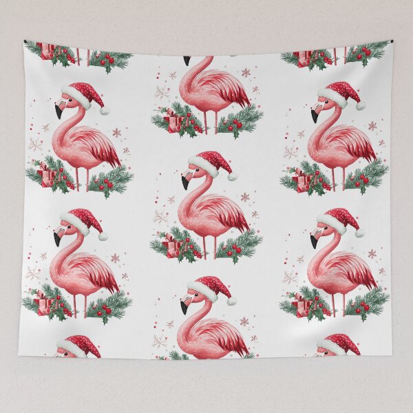 Item preview, Santa Flamingo with Gifts – Tropical Christmas Art designed and sold by ArtfullyJua.