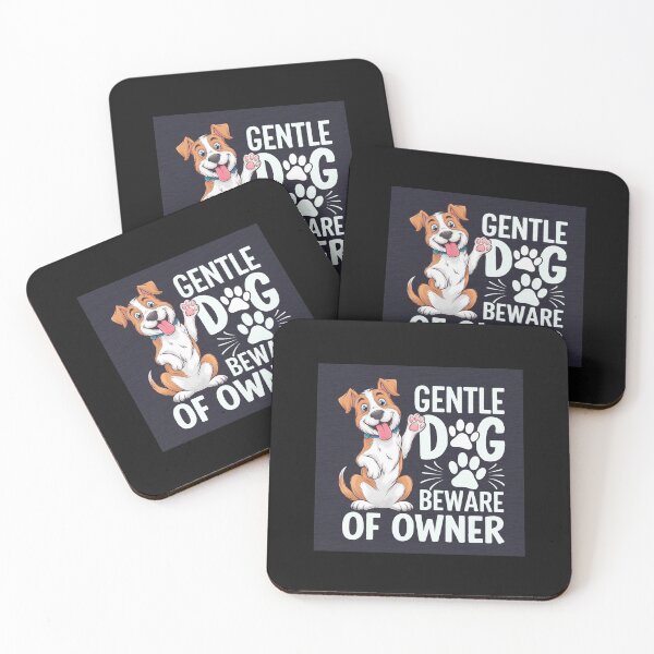 Item preview, A heartfelt T-shirt design on a navy background featuring the text "Gentle dog Beware of owner designed and sold by Peters50.