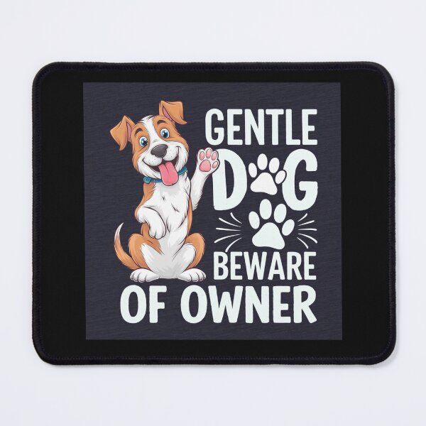 Item preview, A heartfelt T-shirt design on a navy background featuring the text "Gentle dog Beware of owner designed and sold by Peters50.