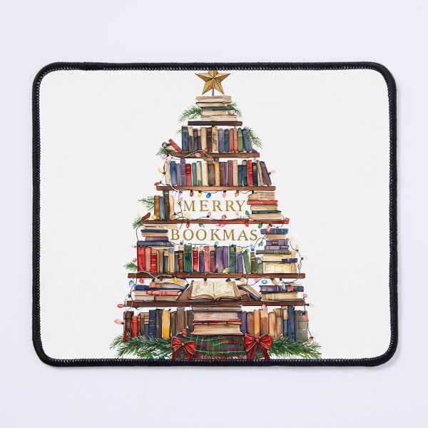 Item preview, Merry Bookmas Vintage Christmas Tree Art Print designed and sold by Monascreativeempire.