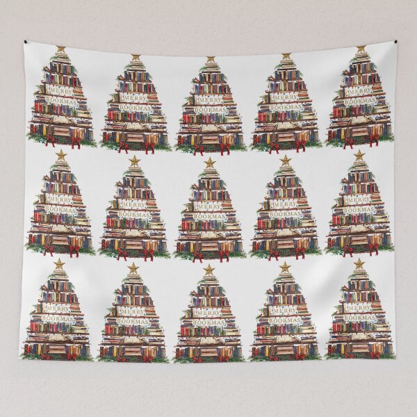 Item preview, Merry Bookmas Vintage Christmas Tree Art Print designed and sold by Monascreativeempire.