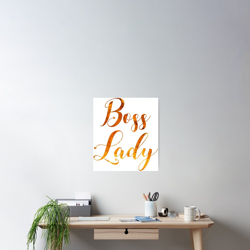 "Boss Lady Typo Print Gold Print on Black Background" Poster for Sale