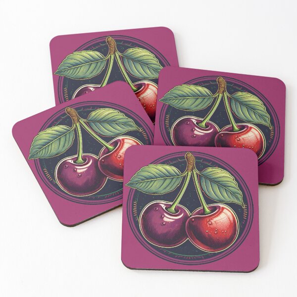 Item preview, Cute Hand-Drawn Dark Red Burgundy Cherry Food Art designed and sold by Negative Vibes Only.