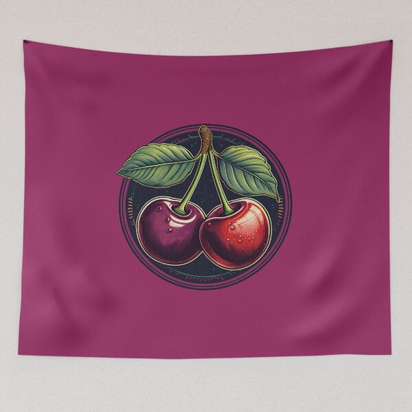 Item preview, Cute Hand-Drawn Dark Red Burgundy Cherry Food Art designed and sold by Negative Vibes Only.