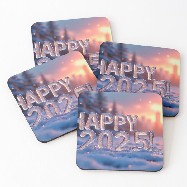 Item preview, 3D icy text 'HAPPY 2025' in a cold, beautiful winter landscape designed and sold by 4Seasons.
