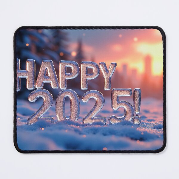Item preview, 3D icy text 'HAPPY 2025' in a cold, beautiful winter landscape designed and sold by 4Seasons.