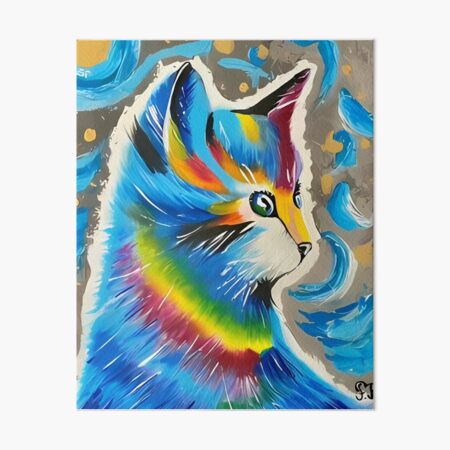 Colorful Abstract Cat Portrait – Whimsical Animal Artwork Art Board Print