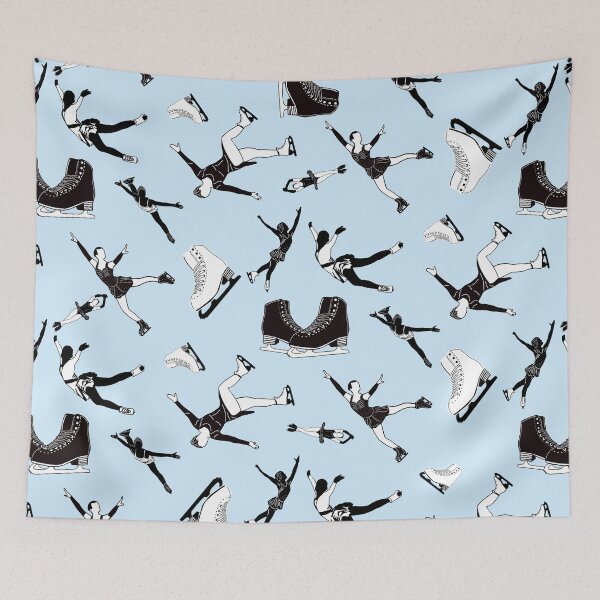 Item preview, Figure Skating Female Silhouettes on Light Blue Background designed and sold by PD-Skating.