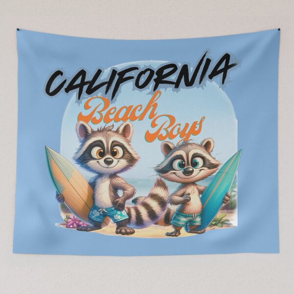 Item preview, two cool and funny raccoons with a surfboards designed and sold by Animal world designs.
