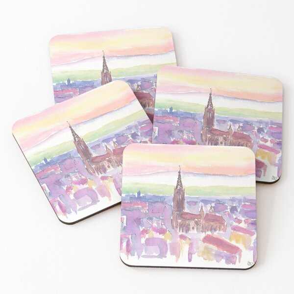 Item preview, Freiburg Muenster at Sunset in Vibrant Cityscape Colors designed and sold by artshop77.