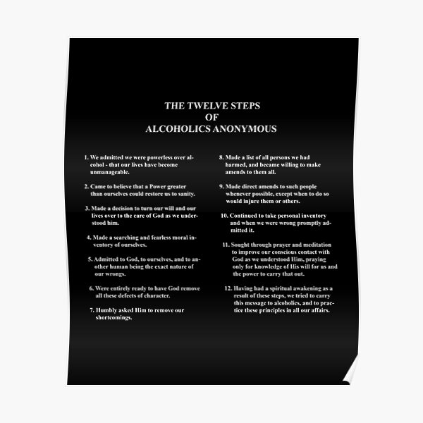 12 Steps Of Alcoholics Anonymous Advocacy Poster