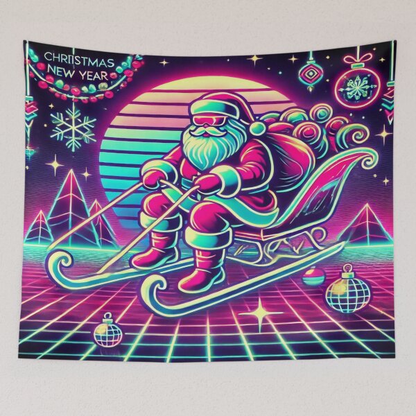 Item preview, Neon Santa Claus with Futuristic Sleigh designed and sold by Genady.