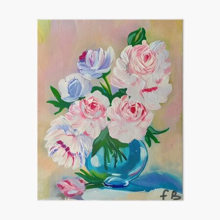Elegant Floral Still Life – Beautiful Flower Arrangement Painting Art Board Print