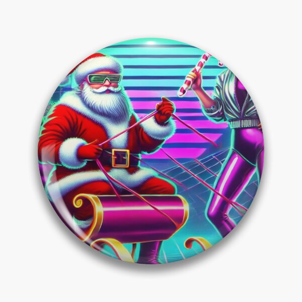 Artikelvorschau, Frau mit Neon-Weihnachtsmann im Retro-Stil der 80er entworfen und verkauft von Genady.