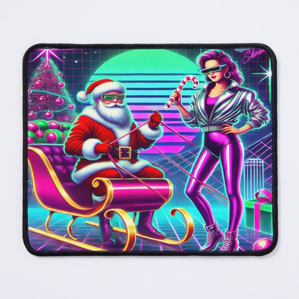 Item preview, Woman with Neon Santa in Retro 80s Style designed and sold by Genady.