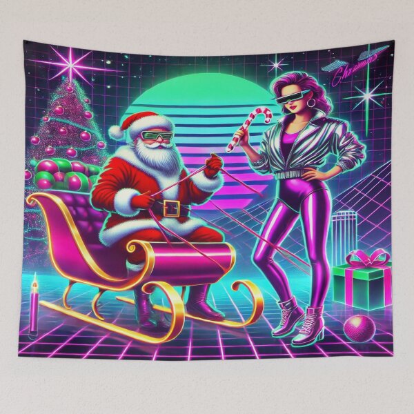Item preview, Woman with Neon Santa in Retro 80s Style designed and sold by Genady.